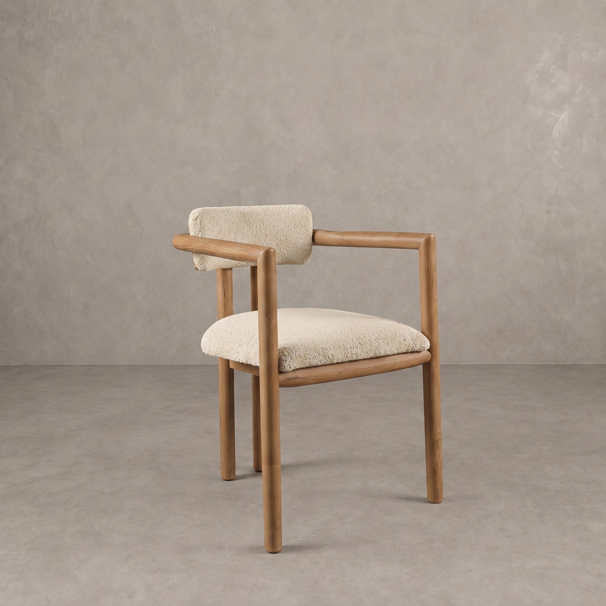 Moroccan Walnut Bouclé Armchair