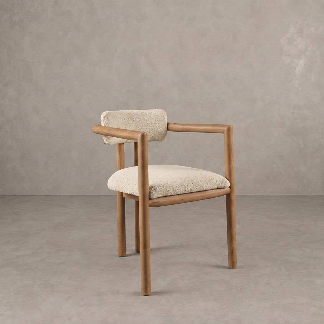 Moroccan Walnut Bouclé Armchair