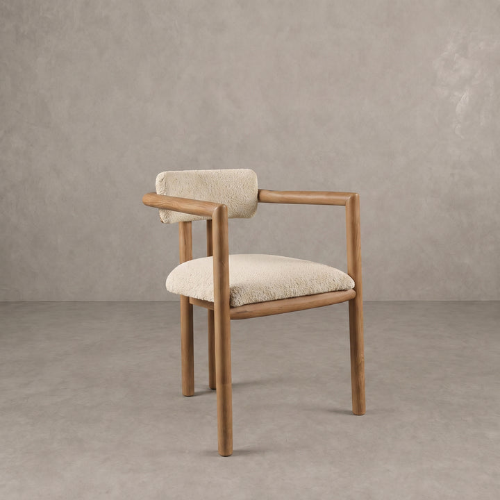Moroccan Walnut Bouclé Armchair