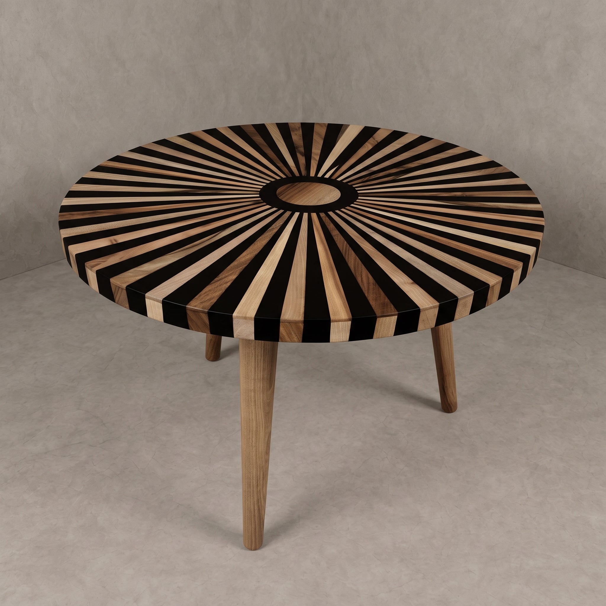 Handcrafted Moroccan Walnut & Black Resin Table