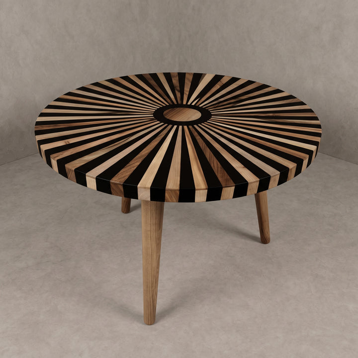 Handcrafted Moroccan Walnut & Black Resin Table