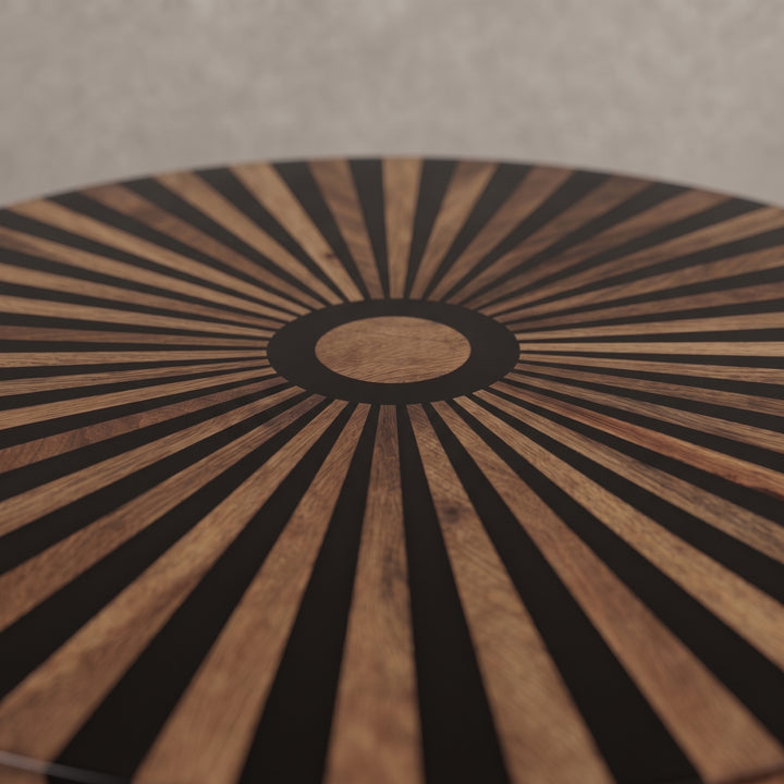 Moroccan Walnut & Black Resin Table   