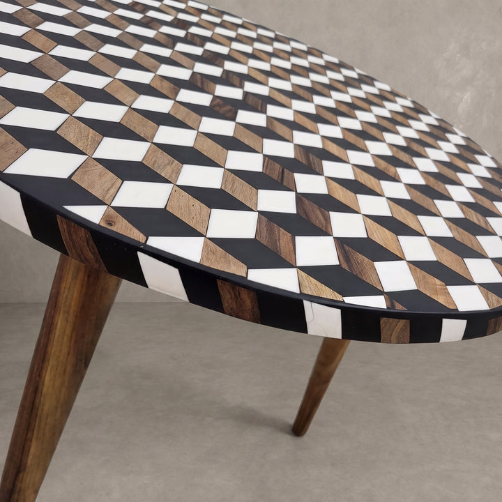 Moroccan Walnut 3D Cube Resin Table   