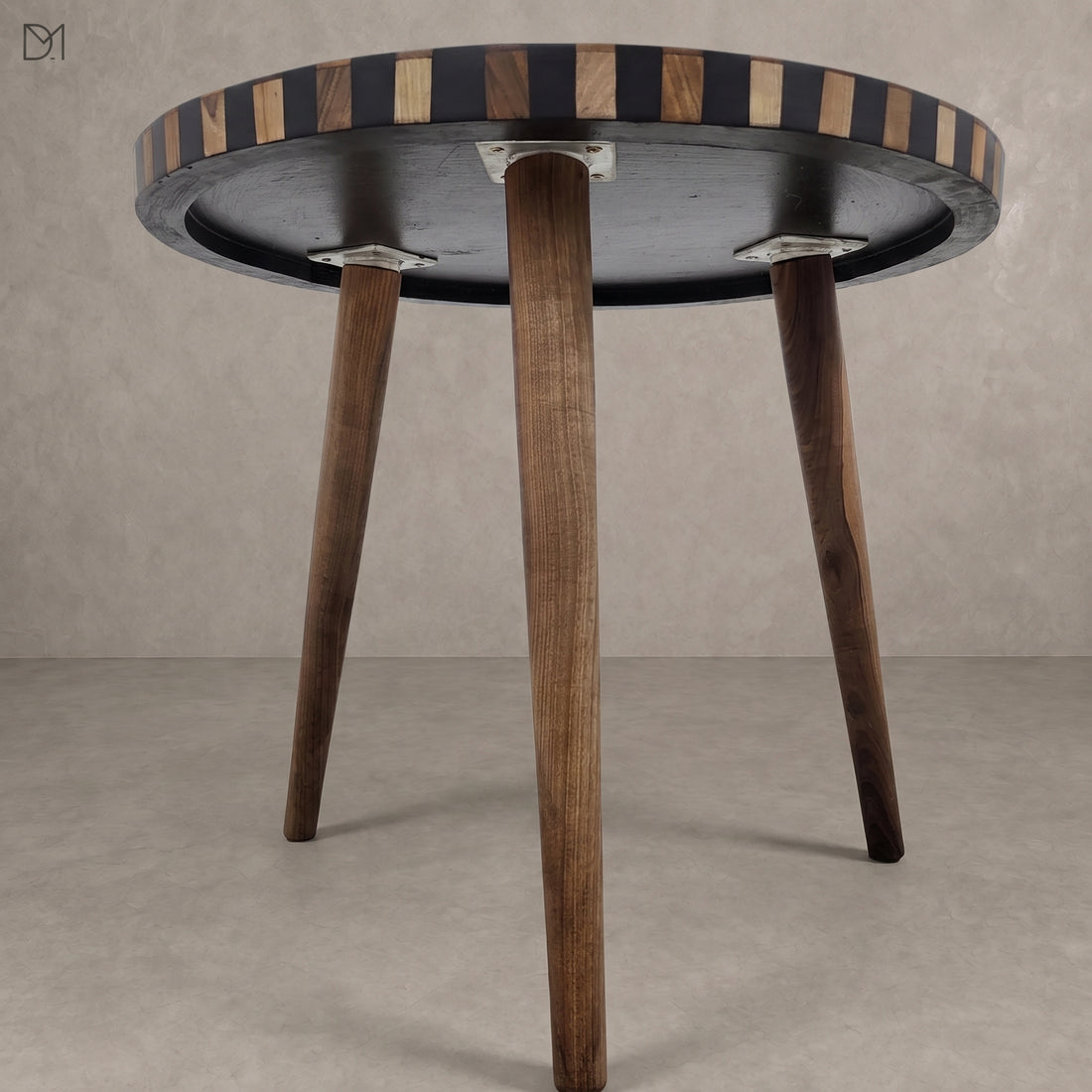 Handcrafted Walnut & Black Resin Table