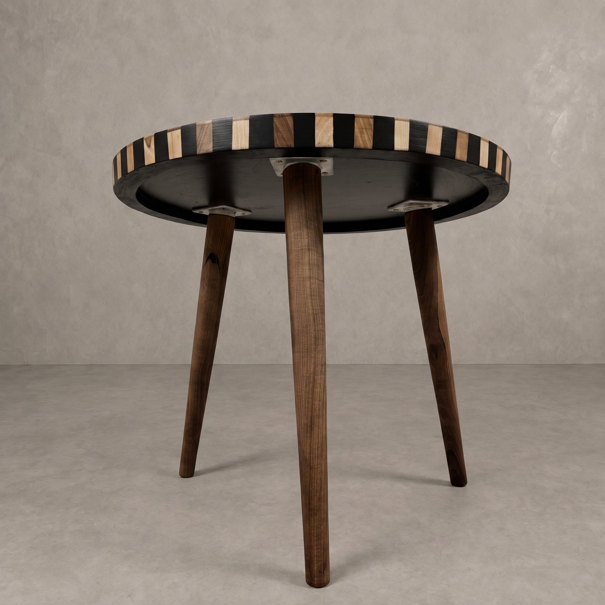 Moroccan Walnut & Black Resin Table