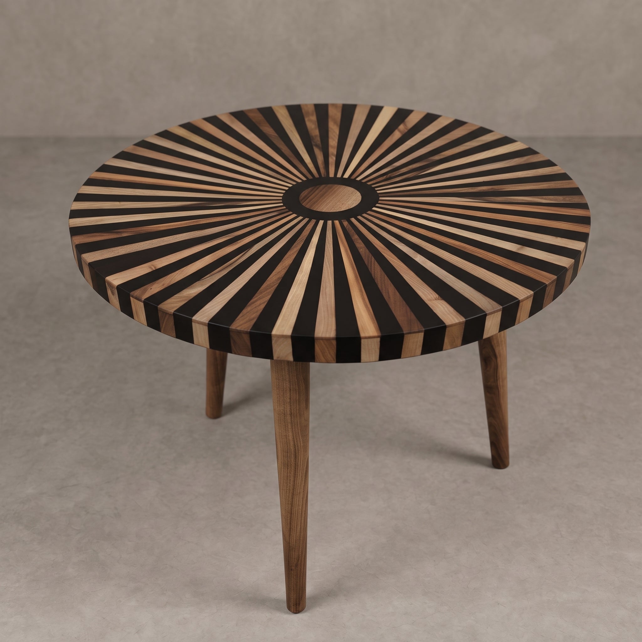  Walnut & Black Resin Table