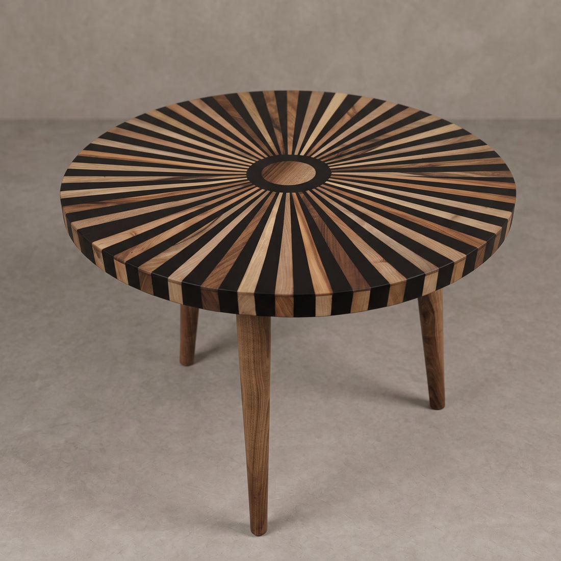 Walnut & Black Resin Table