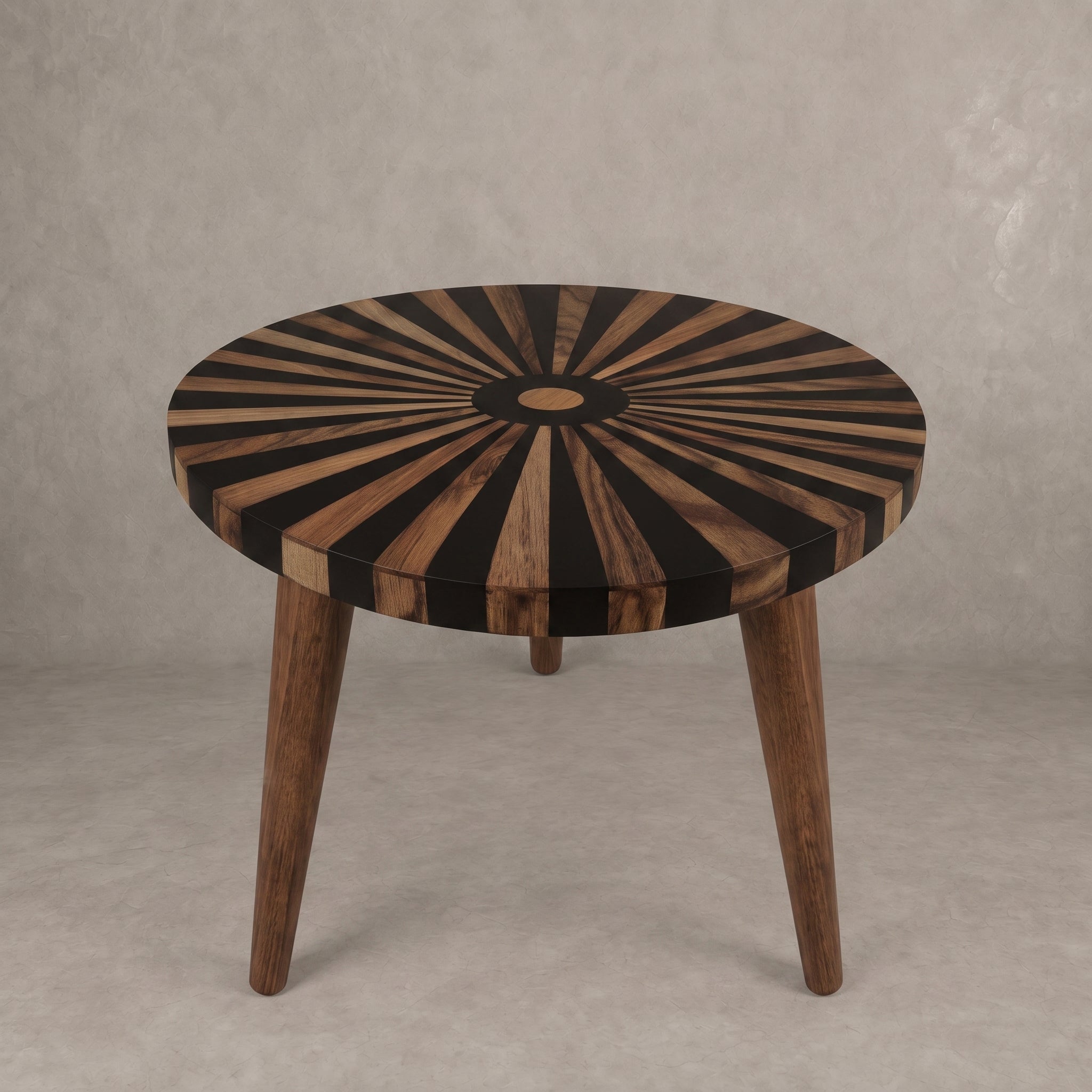 Handcrafted Moroccan Walnut & Black Resin Table