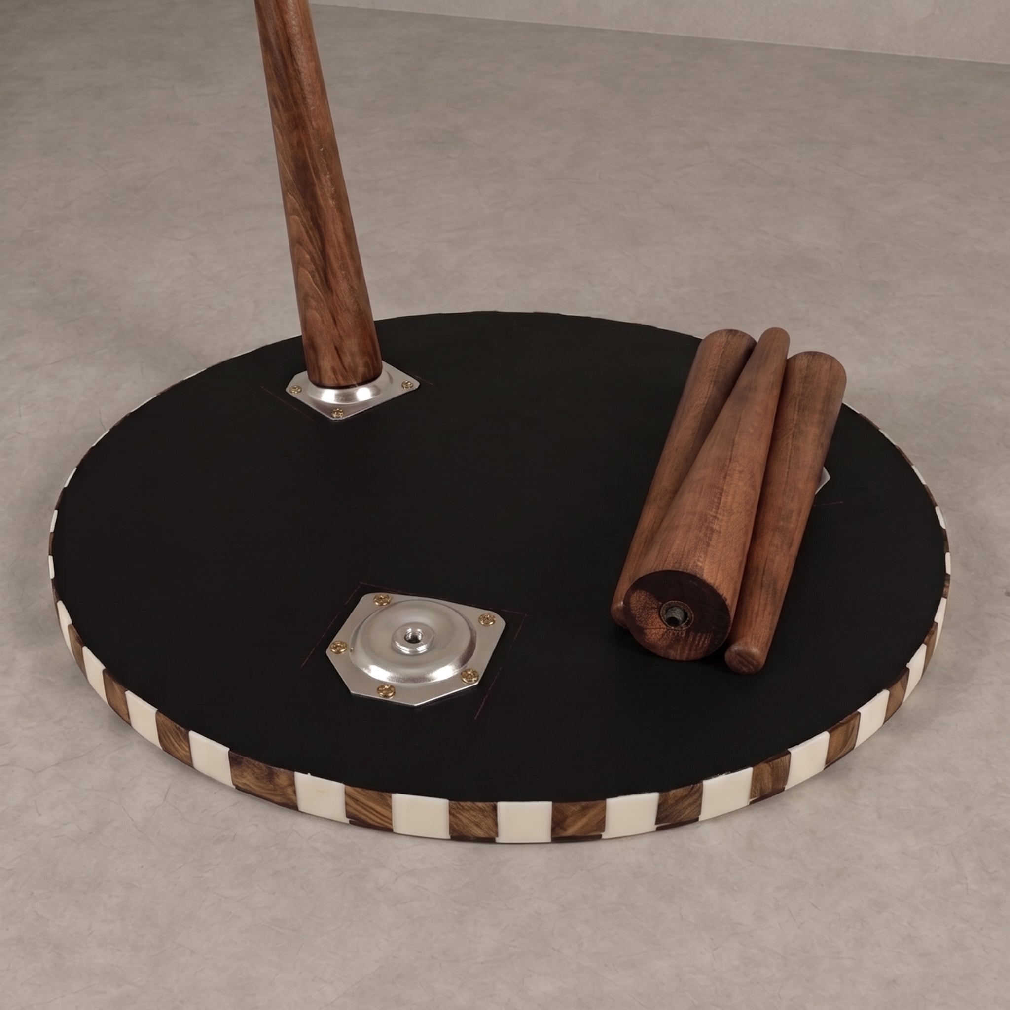 Handcrafted Walnut & White Resin Round Table
