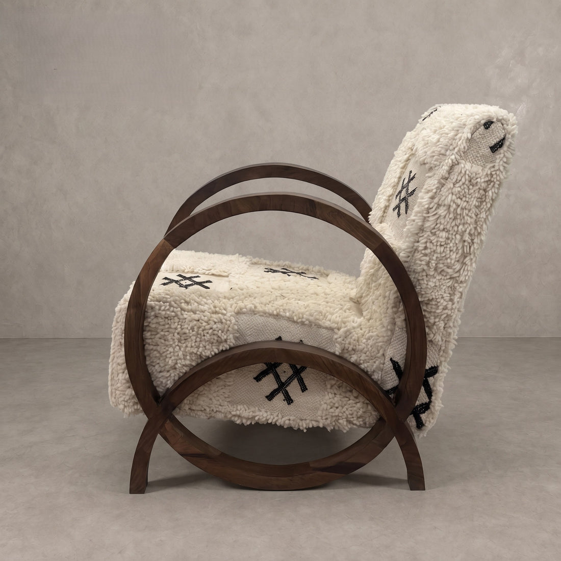 Wool Berber Walnut Armchair