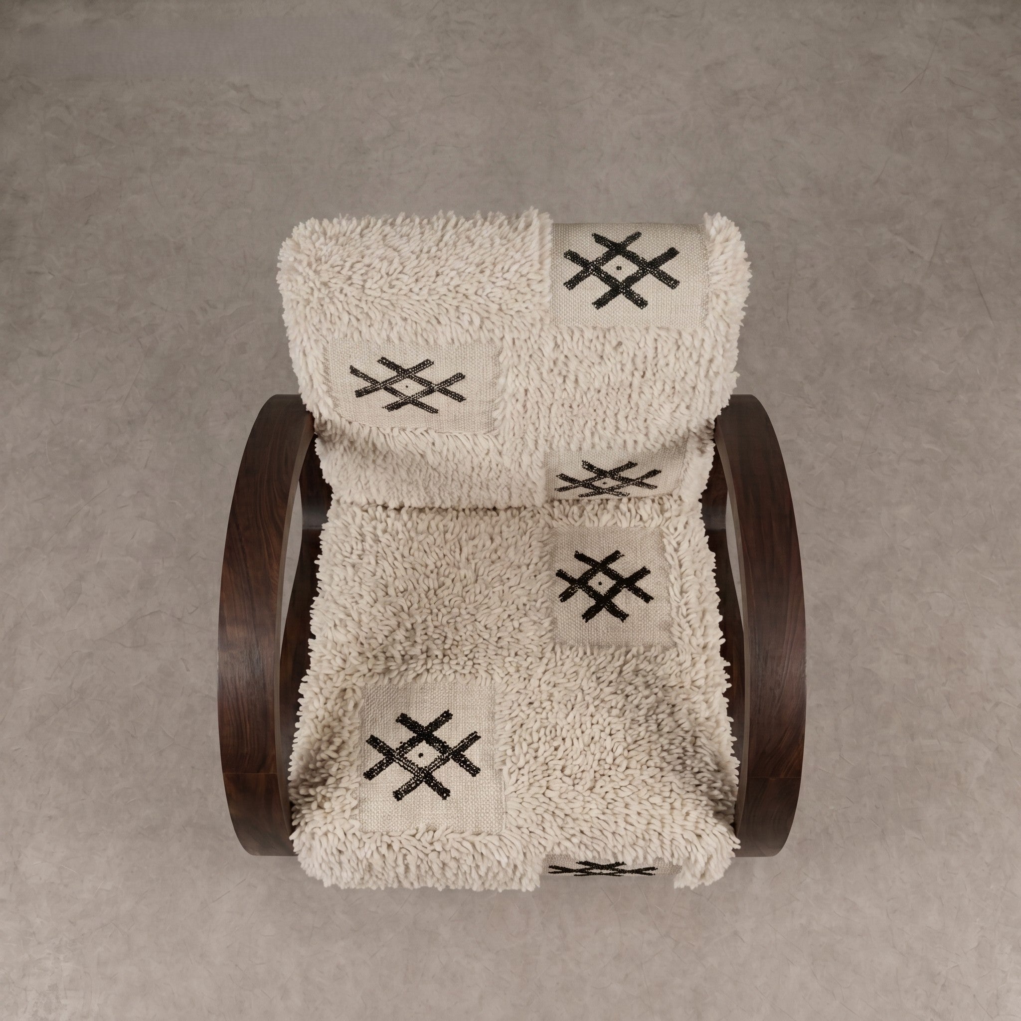Handcrafted Moroccan Wool Berber Walnut Armchair
