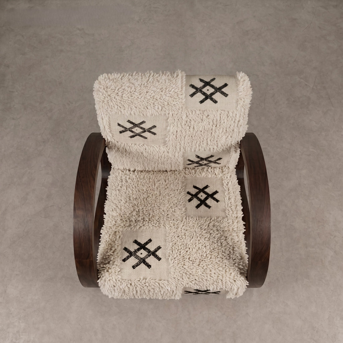 Handcrafted Moroccan Wool Berber Walnut Armchair