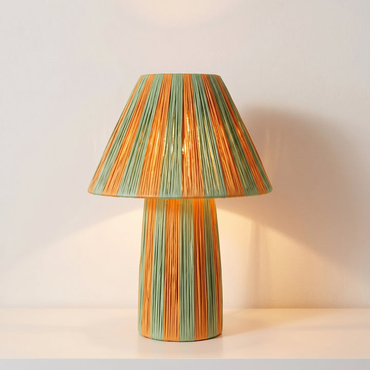 Moroccan Multicolored Raffia Lamp   