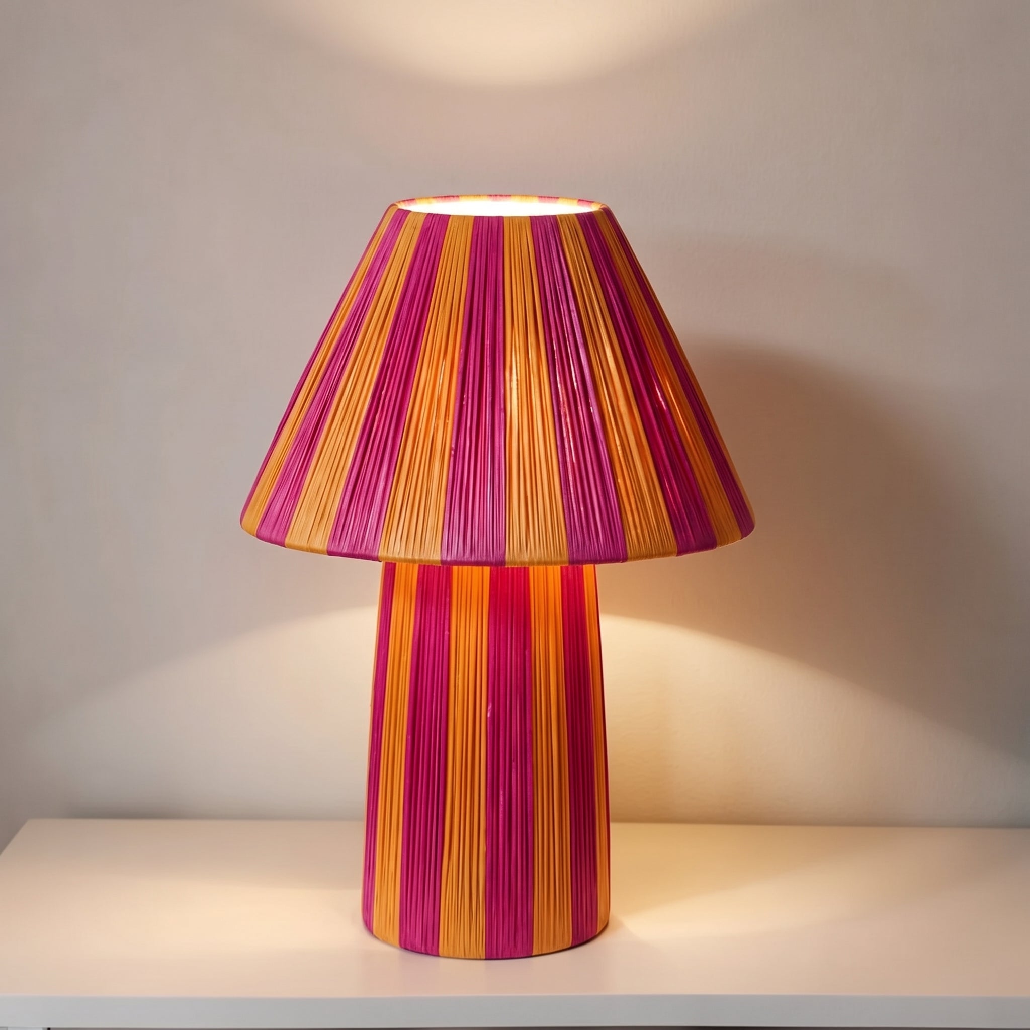 Multicolored Raffia Lamp   