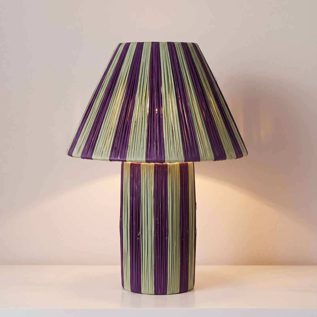 Handcrafted Moroccan Multicolored Raffia Lamp   