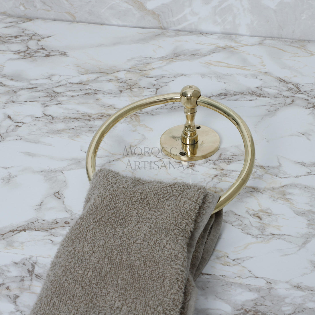 Handcrafted Brass Towel Ring – Moroccan Round Wall Holder