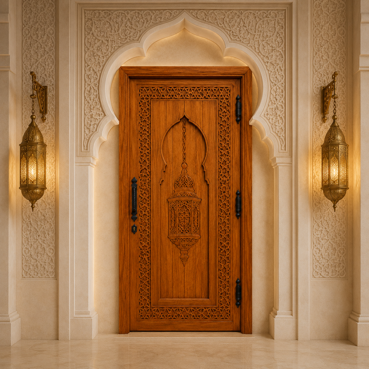 Moroccan Lantern Carved Door