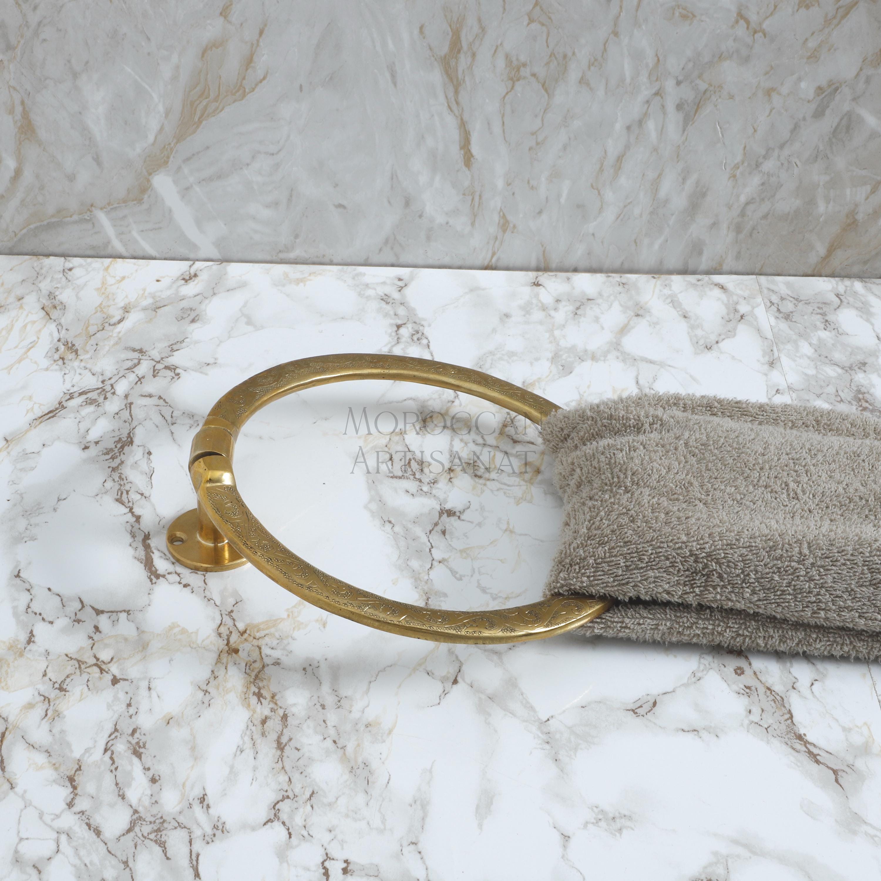 a marble counter top with a towel on it