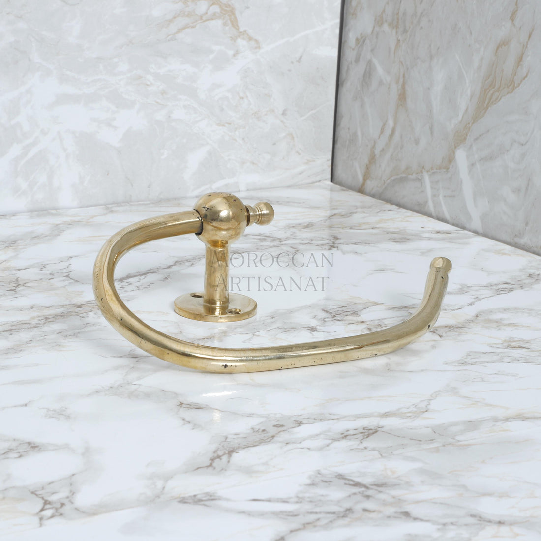 Handcrafted Brass Toilet Paper Holder – Moroccan Wavy Wall Mount