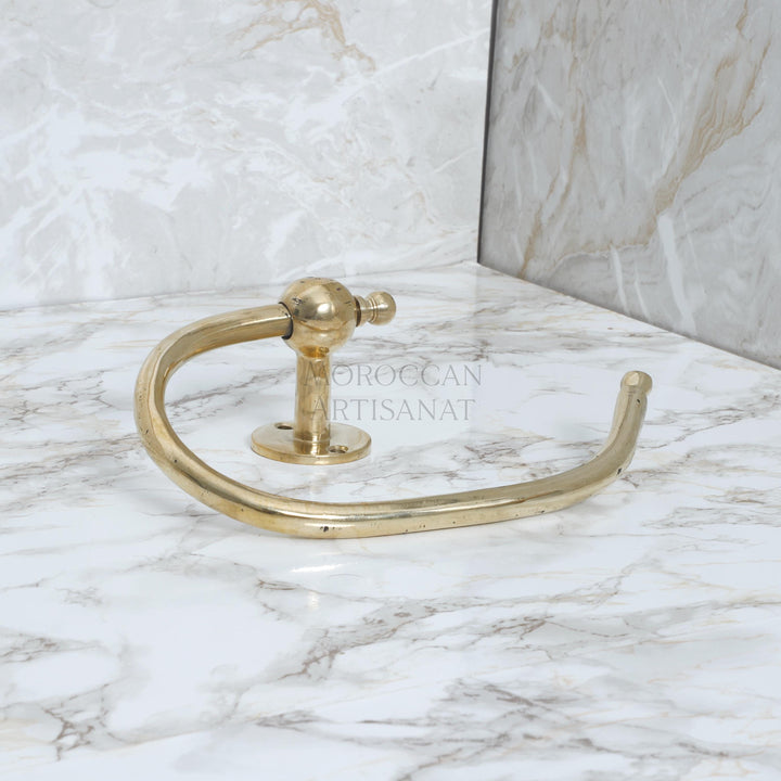 Handcrafted Brass Toilet Paper Holder – Moroccan Wavy Wall Mount