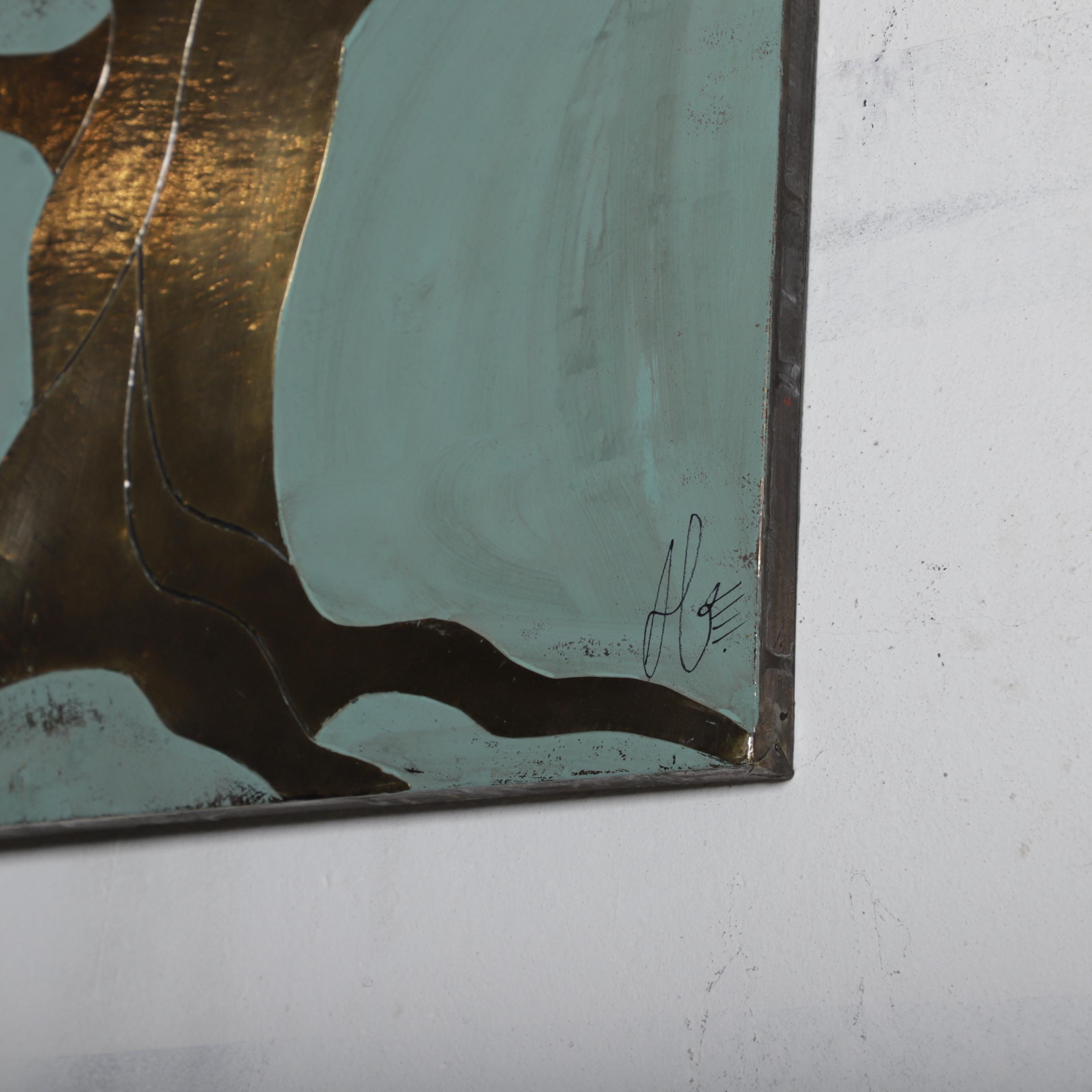 The image is a close-up of a piece of art, possibly a painting or drawing, with a signature in the corner.