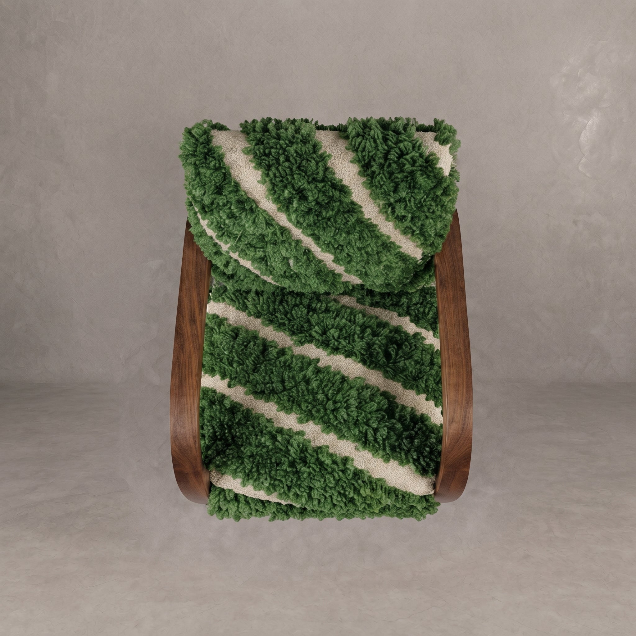  Wooden Armchair Green Wool Rug 