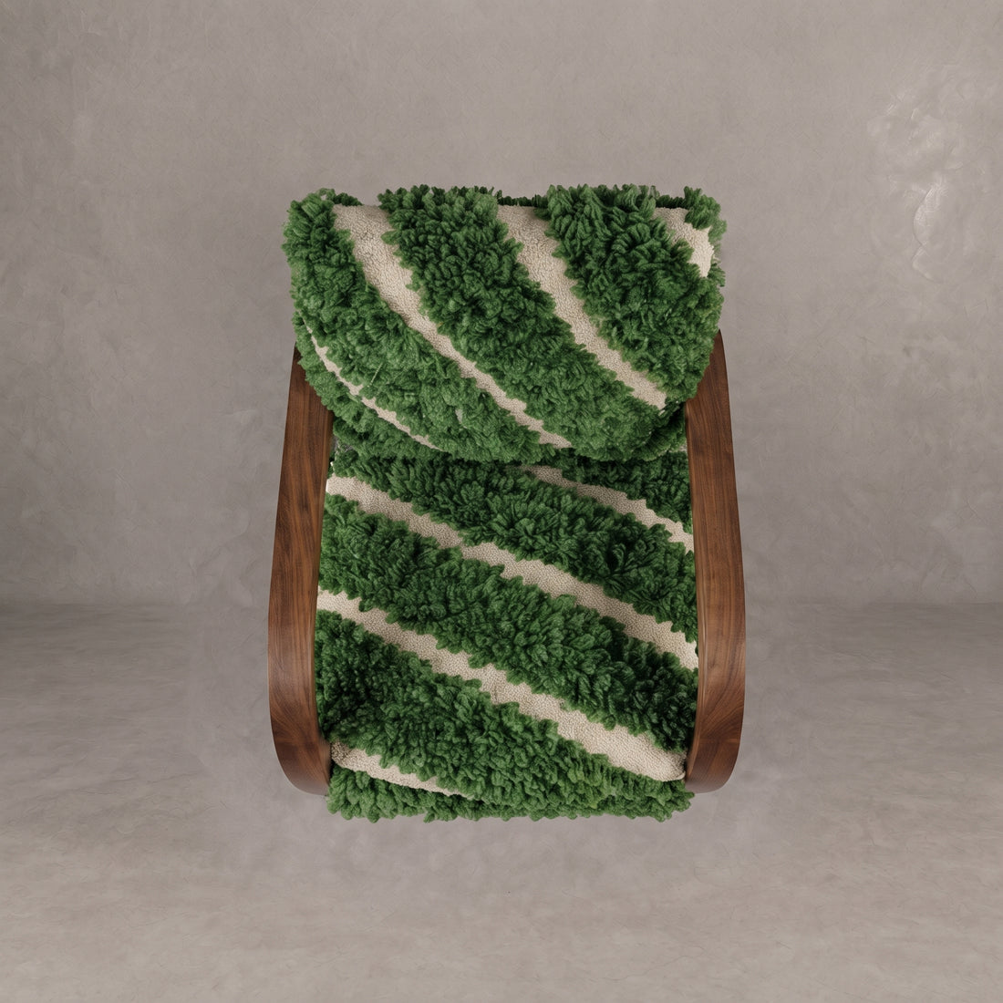  Wooden Armchair Green Wool Rug 