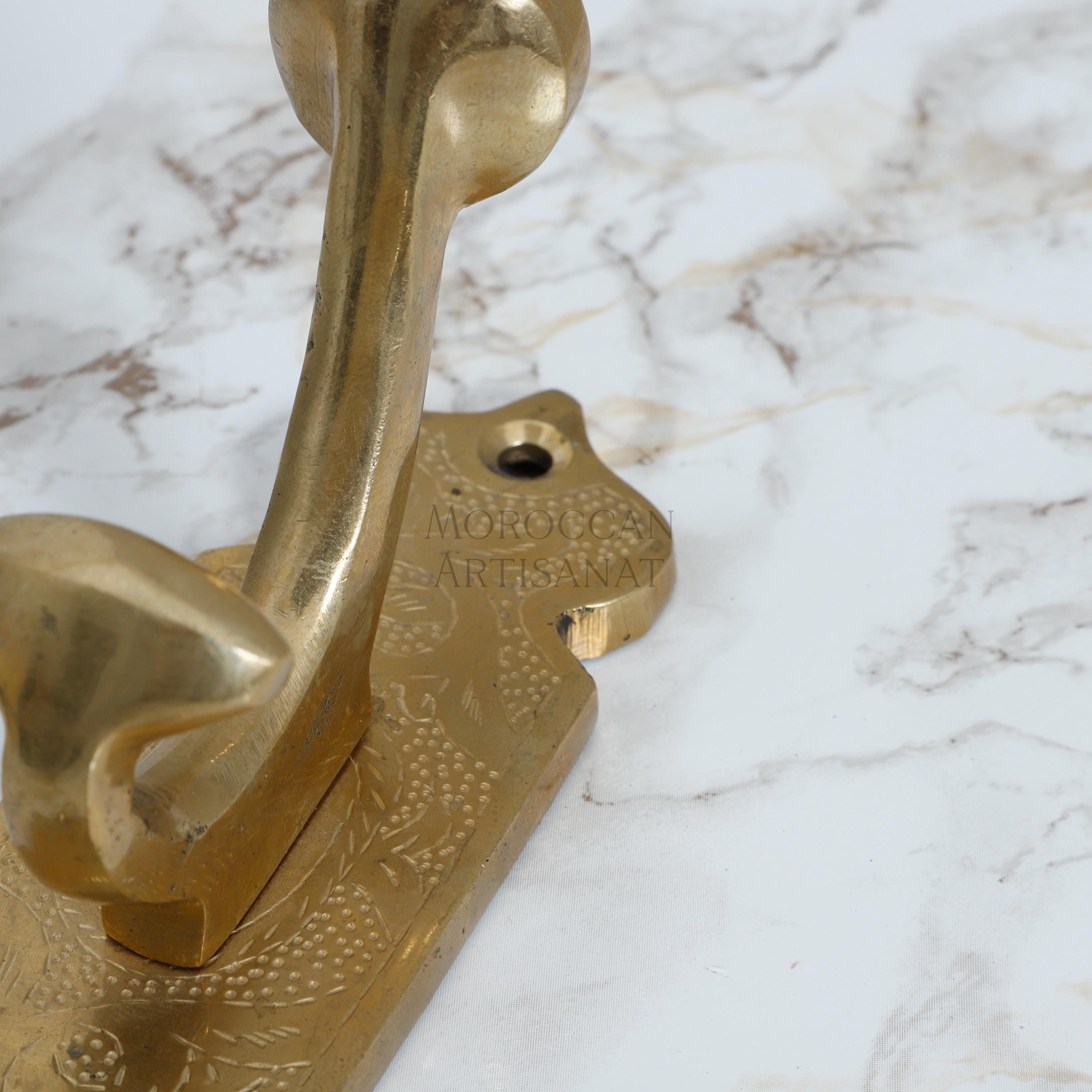 Handmade Brass Coat Hook – Moroccan Wall Hook for Towels, Coats, and Bags