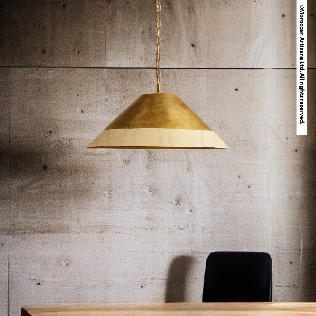 Handmade Two-Tone Brass Pendant Light – Moroccan Dome Design