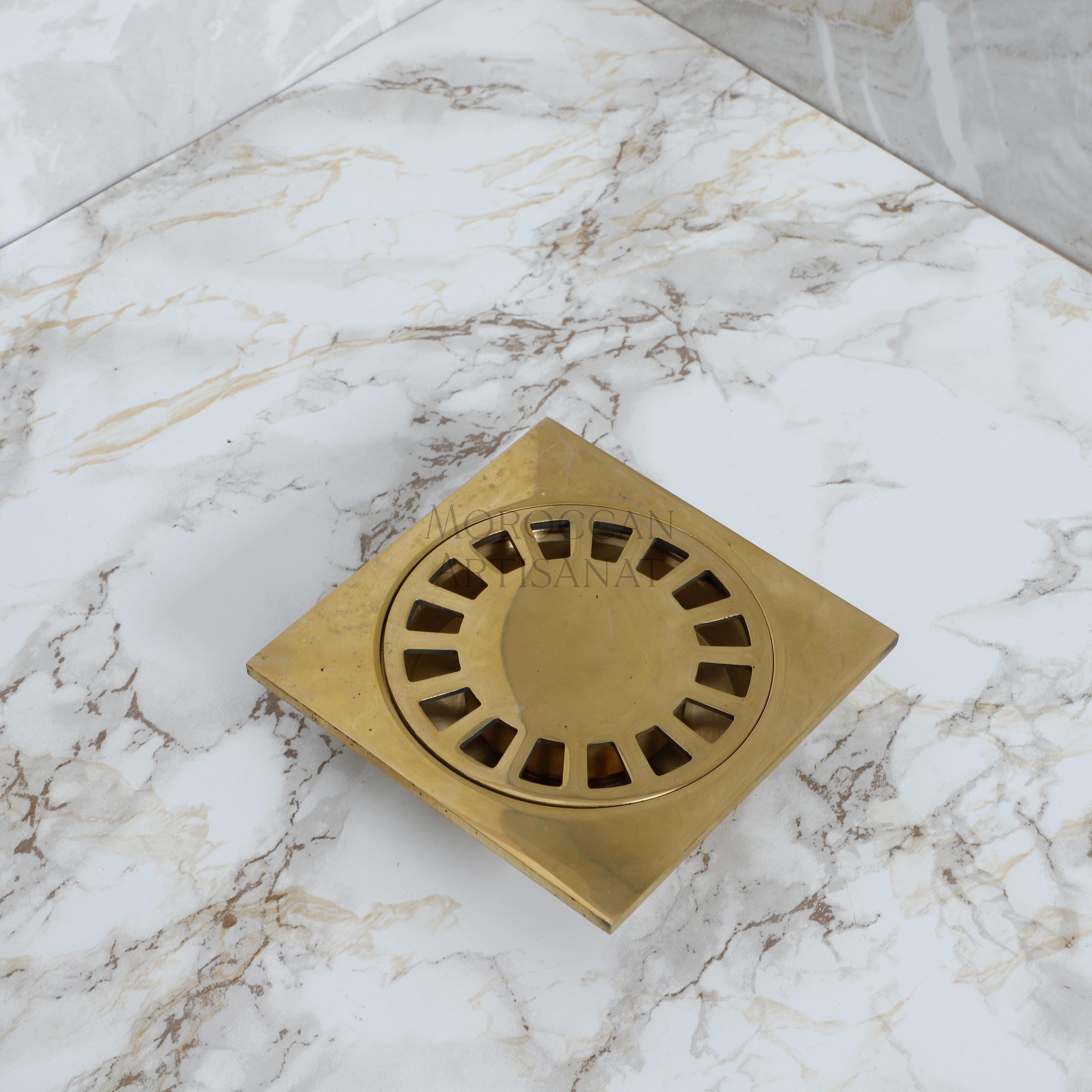 Handmade Brass Floor Cover – Moroccan Square Drain Cover