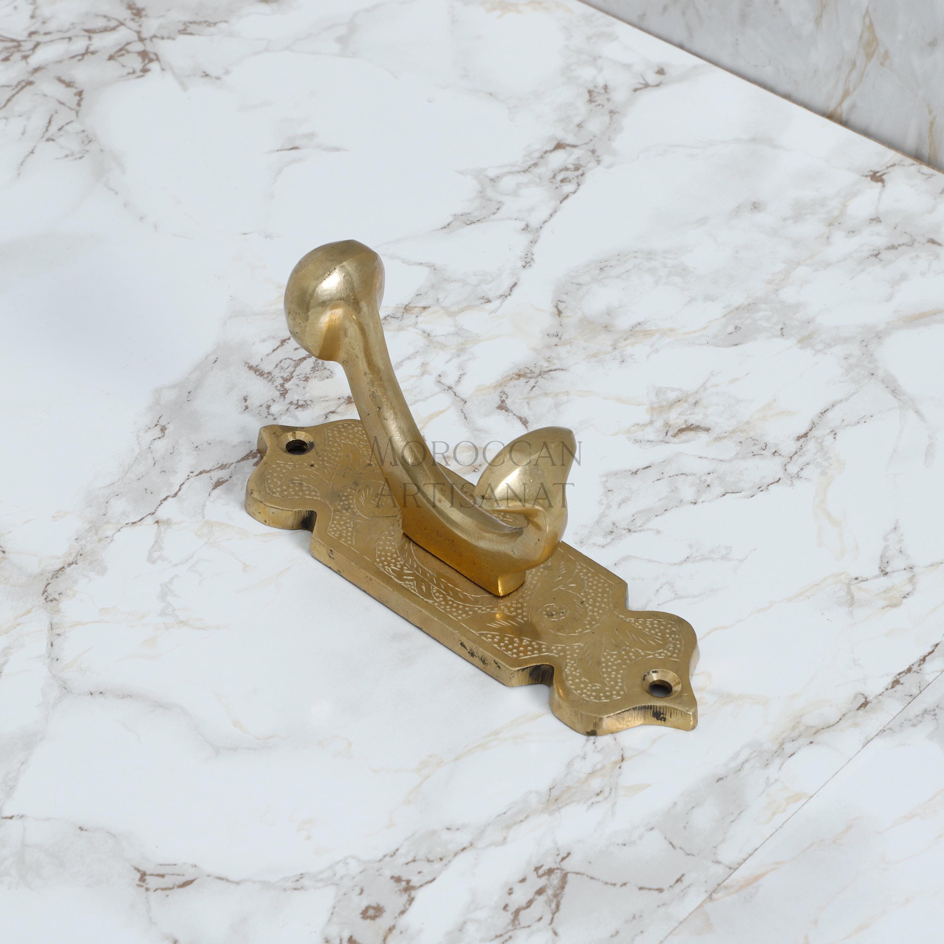 Handmade Brass Coat Hook – Moroccan Wall Hook for Towels, Coats, and Bags