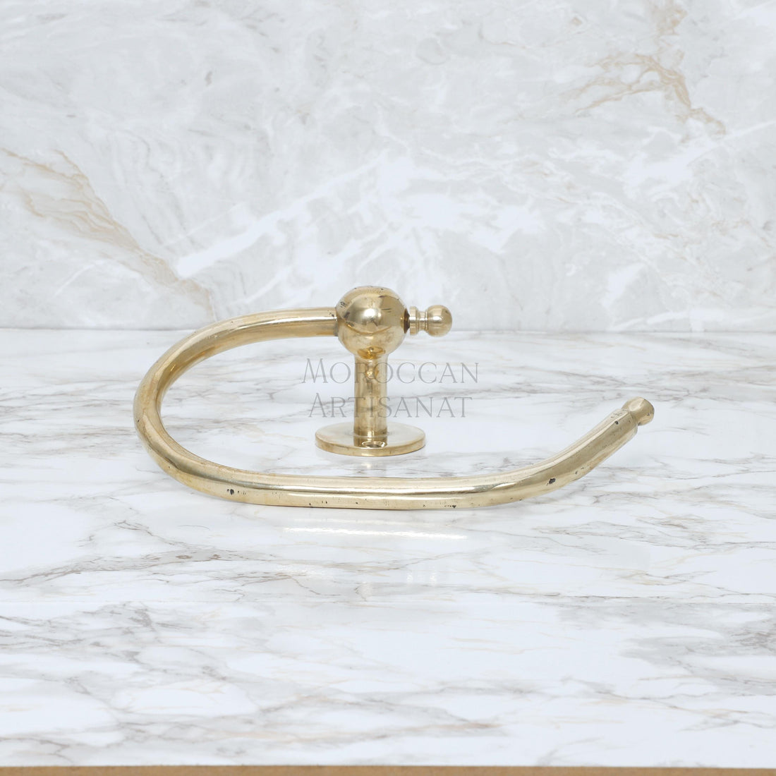 Handcrafted Brass Toilet Paper Holder – Moroccan Wavy Wall Mount