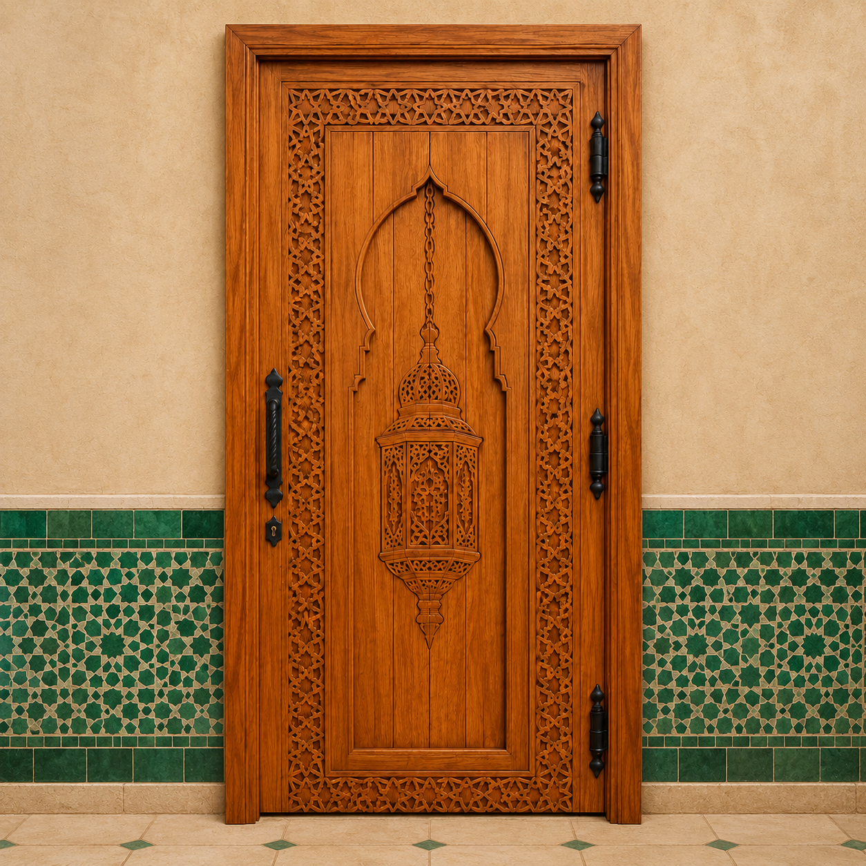 Moroccan Lantern Carved Door