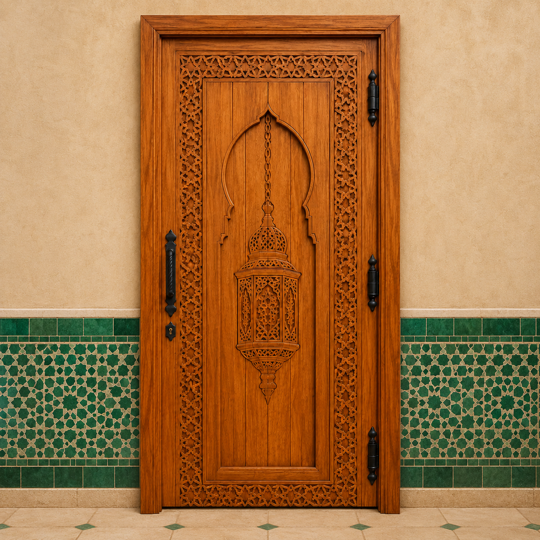 Moroccan Lantern Carved Door