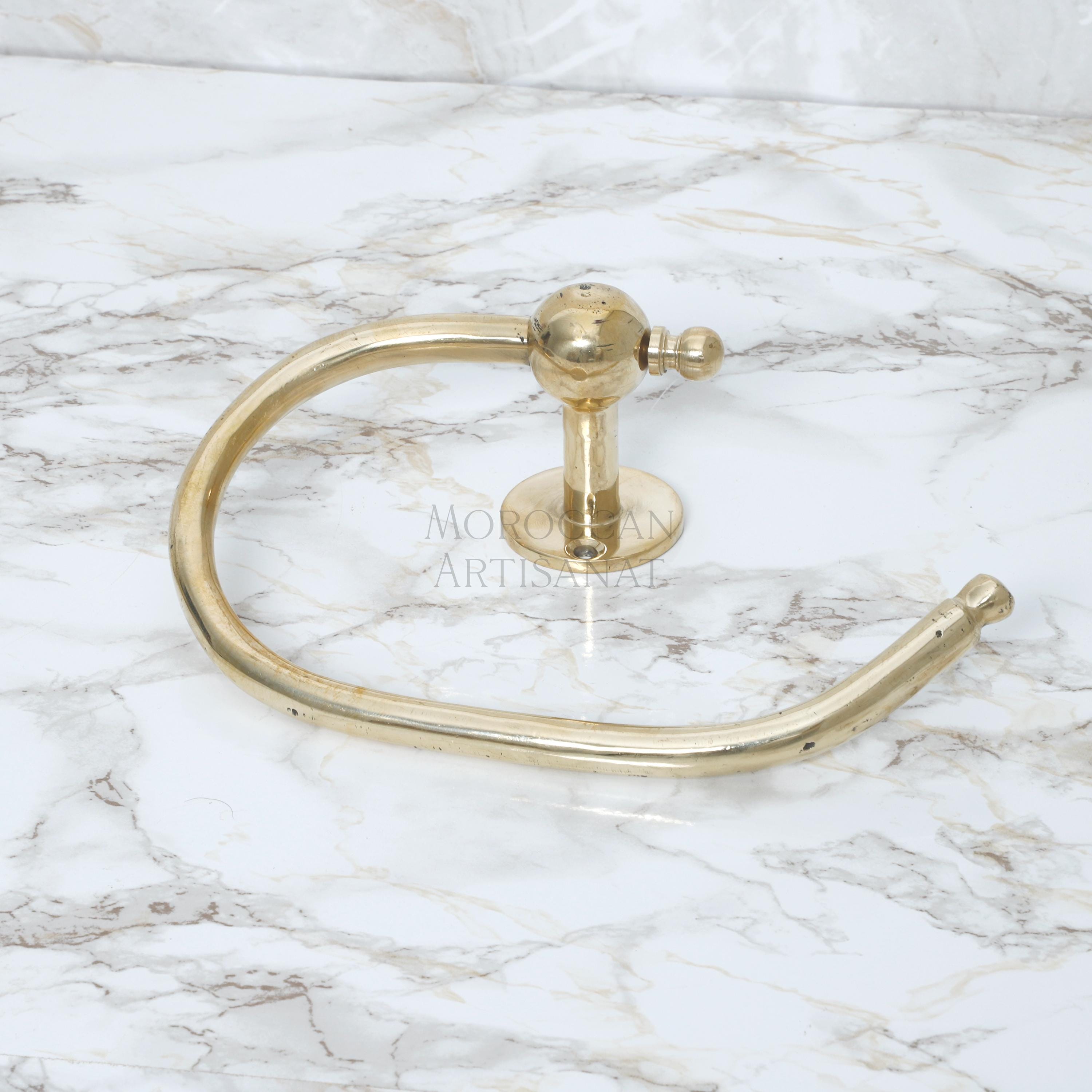 Handcrafted Brass Toilet Paper Holder – Moroccan Wavy Wall Mount