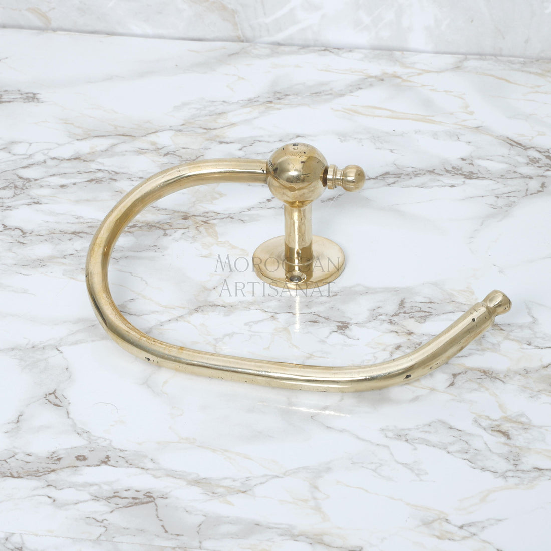 Handcrafted Brass Toilet Paper Holder – Moroccan Wavy Wall Mount