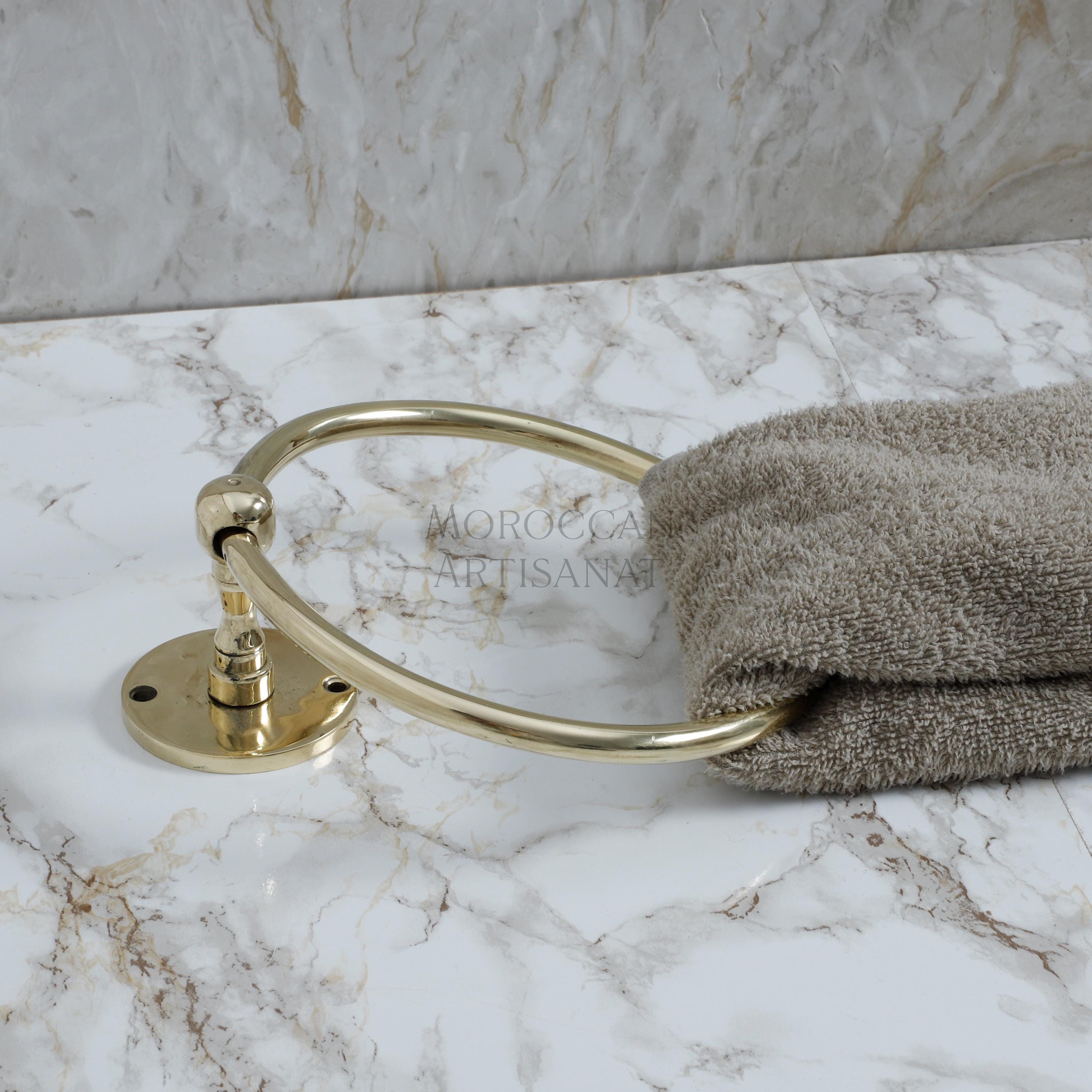 Handcrafted Brass Towel Ring – Moroccan Round Wall Holder