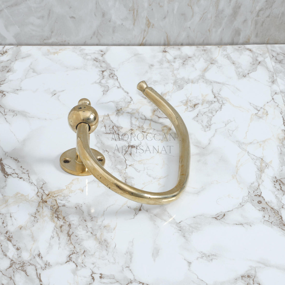 Handcrafted Brass Toilet Paper Holder – Moroccan Wavy Wall Mount