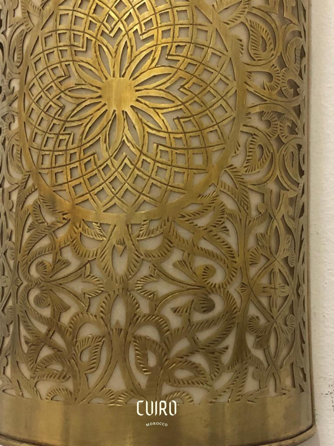 Set of 2 Moroccan brass wall sconces with intricate patterns for warm and stylish lighting decor