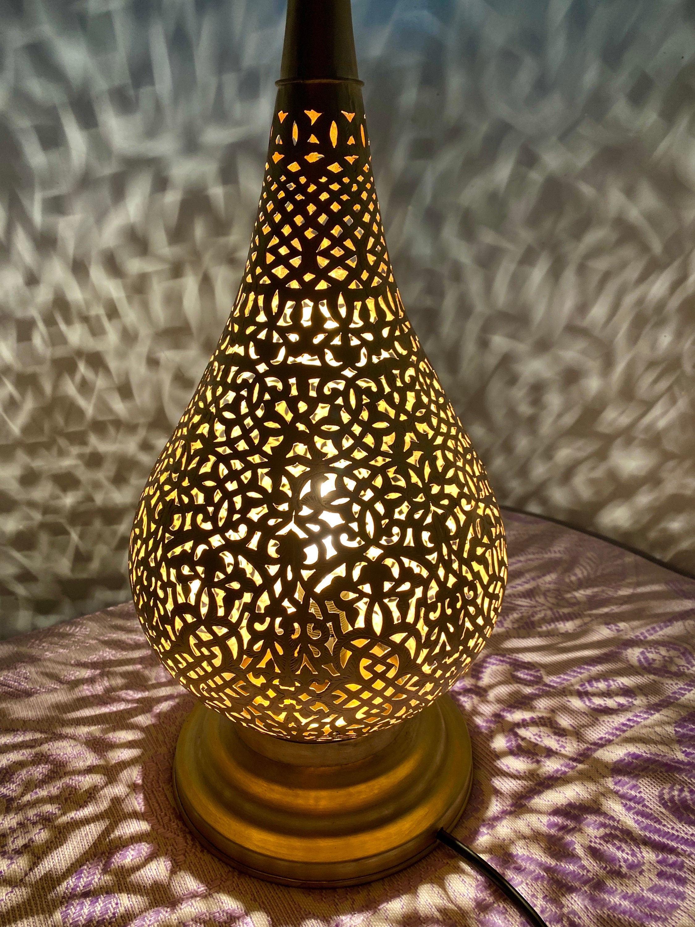 Tall Moroccan Brass Floor Lamp Set