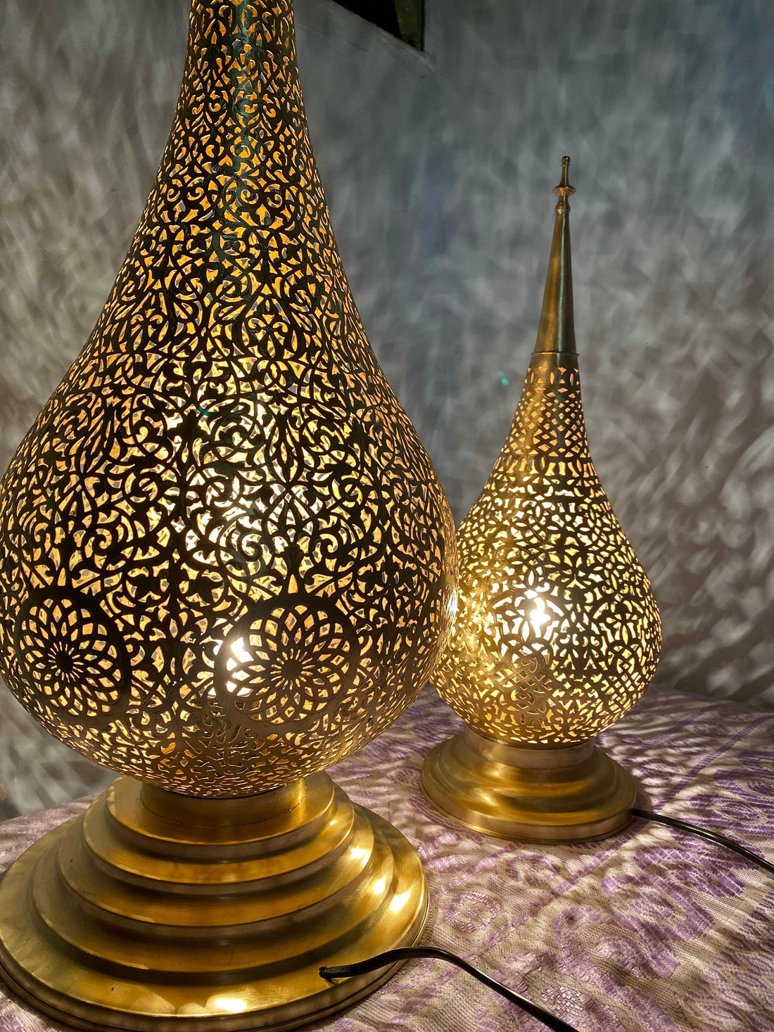 Handmade Moroccan Brass Floor Lamp | Vintage Style Table Lamp | Gold/Silver Accent Lighting