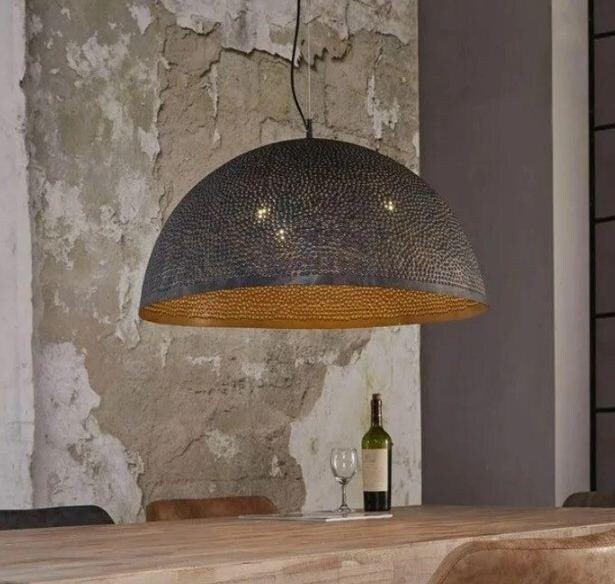 Black Hammered Brass Moroccan Pendant Light