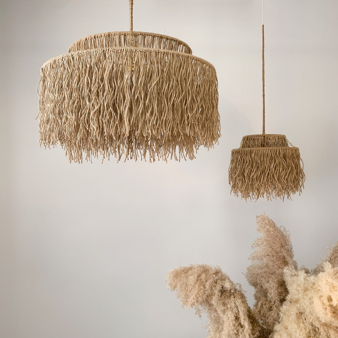 Boho pendant light with natural materials and soft glow for cozy home decor