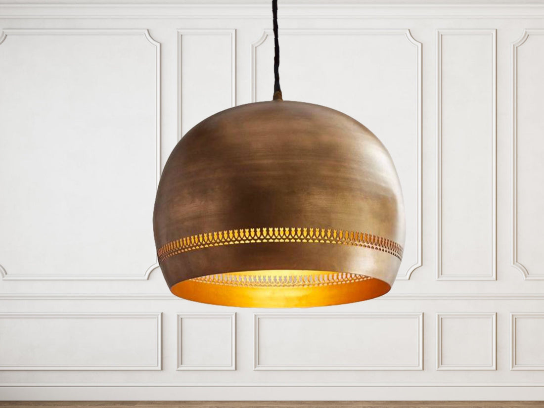 Elegant brass dome pendant light with polished finish for modern or classic decor