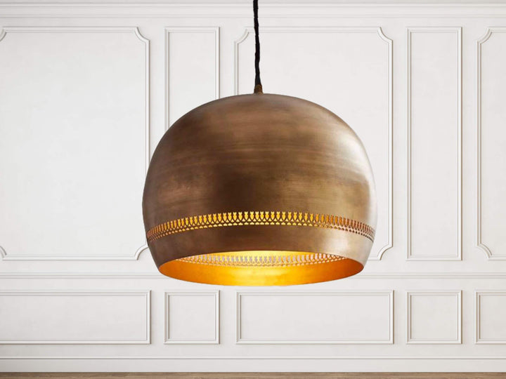 Brass dome pendant light with polished finish for modern and classic home decor