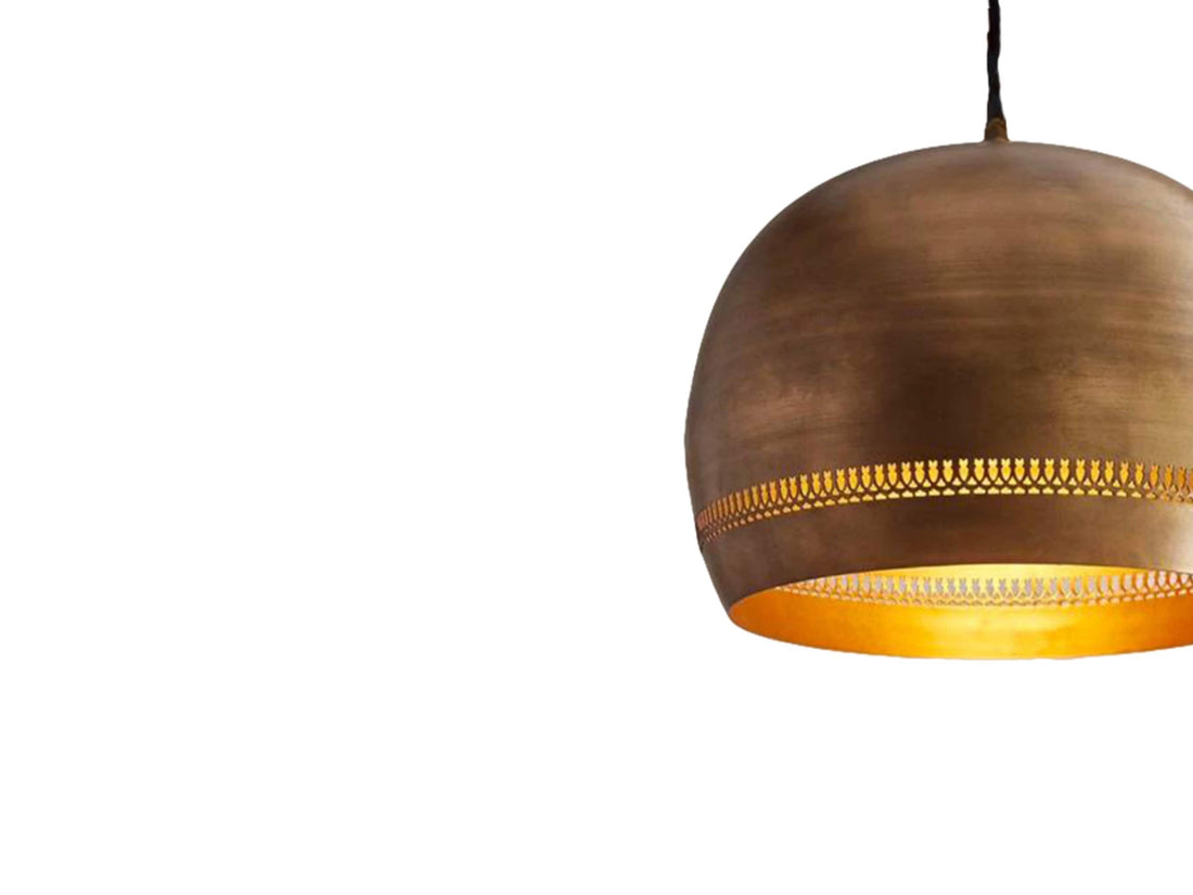 Brass dome pendant light with polished finish for modern and classic home decor