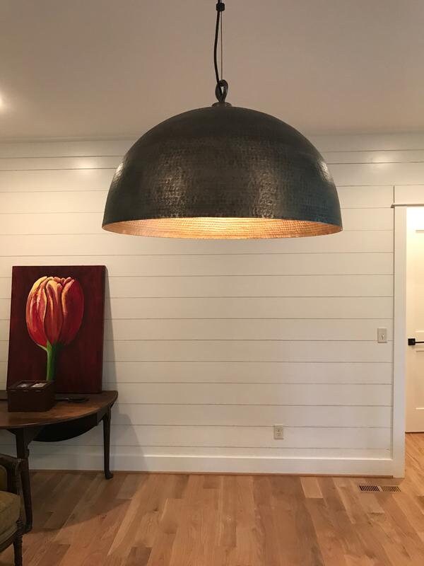 Dome Pendant Light – Modern Black Brass Ceiling Fixture