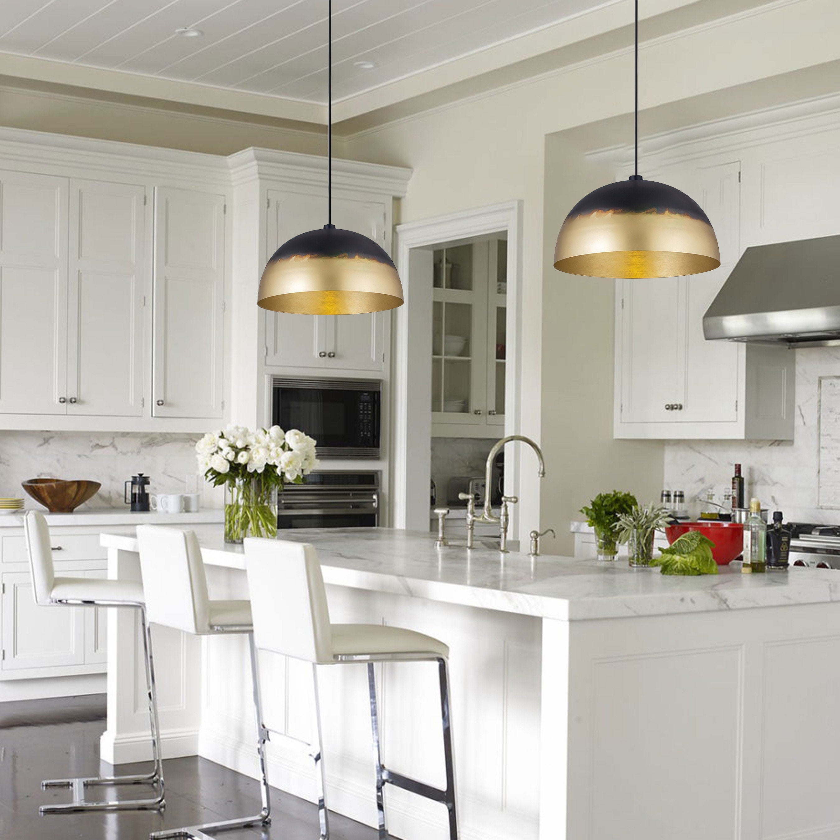 Set of 2 Handmade Brass Dome Pendant Lights