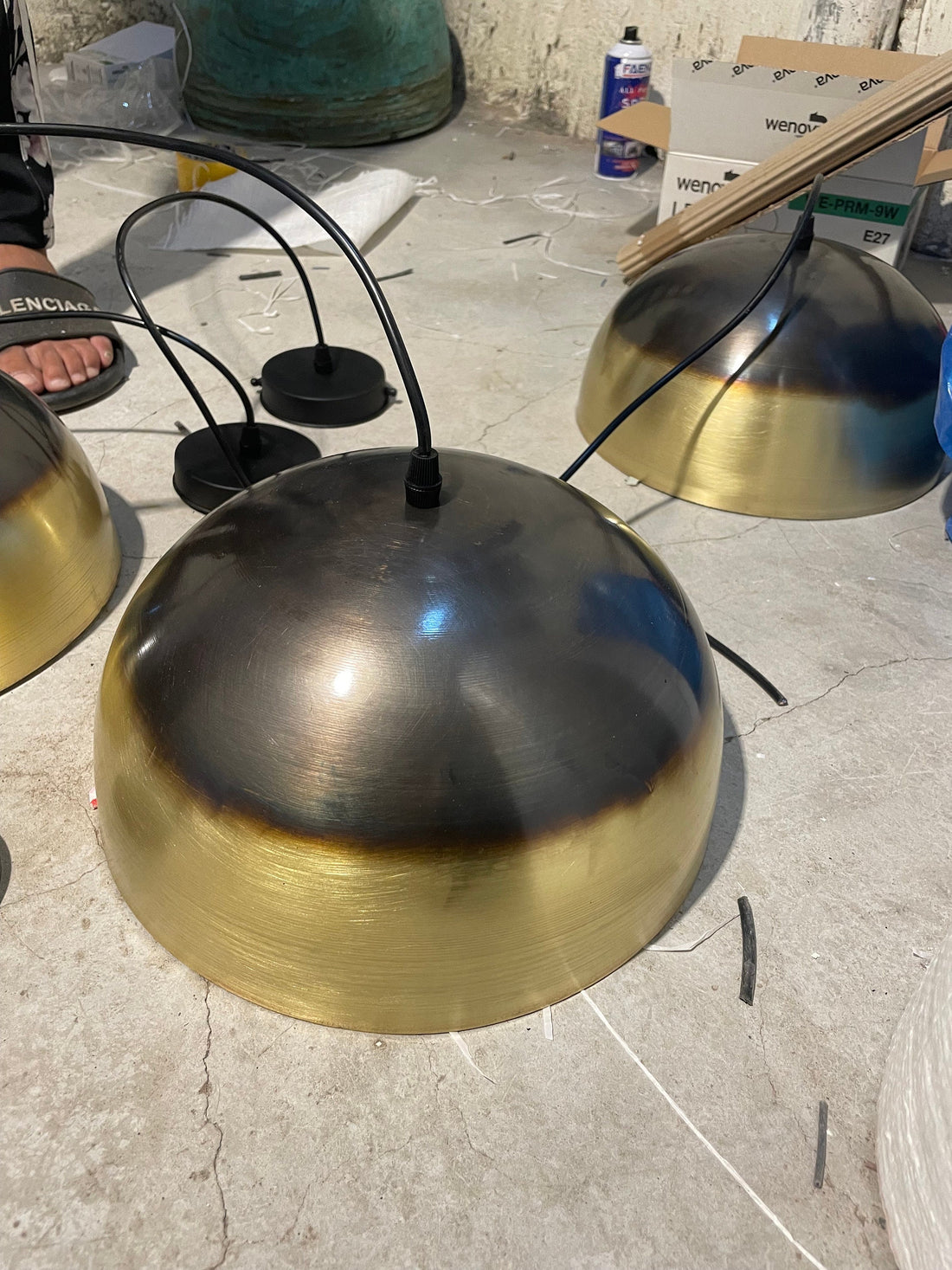 Set of 2 Handmade Brass Dome Pendant Lights