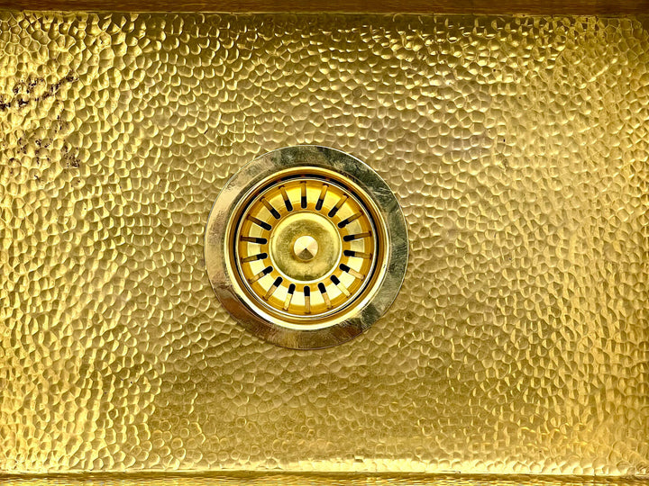 Unlacquered Brass Kitchen Island Sink, Undermount Brass Sink, Hammered Kitchen Bar Sink